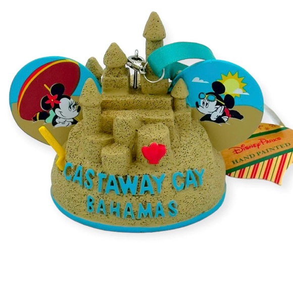 NWT. Disney Castaway Cay 2021 Sand Castle Ears Hat Ornament - Disney Cruise Line - Picture 1 of 11
